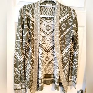 Patterned Open Front Cardigan